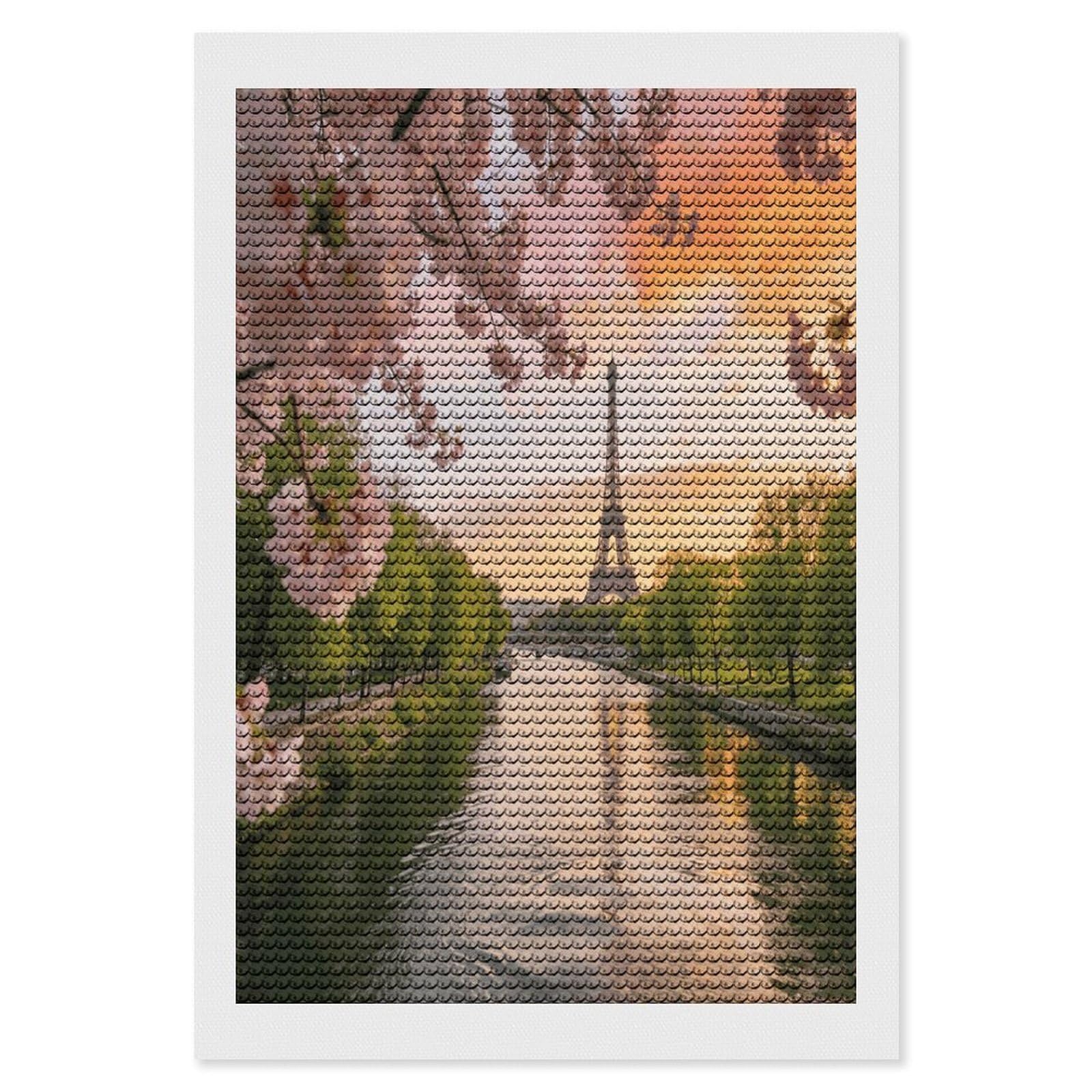 FekiLoot Natural Scenery of Paris Paint by Numbers Kit for Adults Beginner DIY Diamond Dots Paintings Round Full Drill Diamond Art Kits Picture Diamond Art Painting Kits for Home Decor 8"x12"