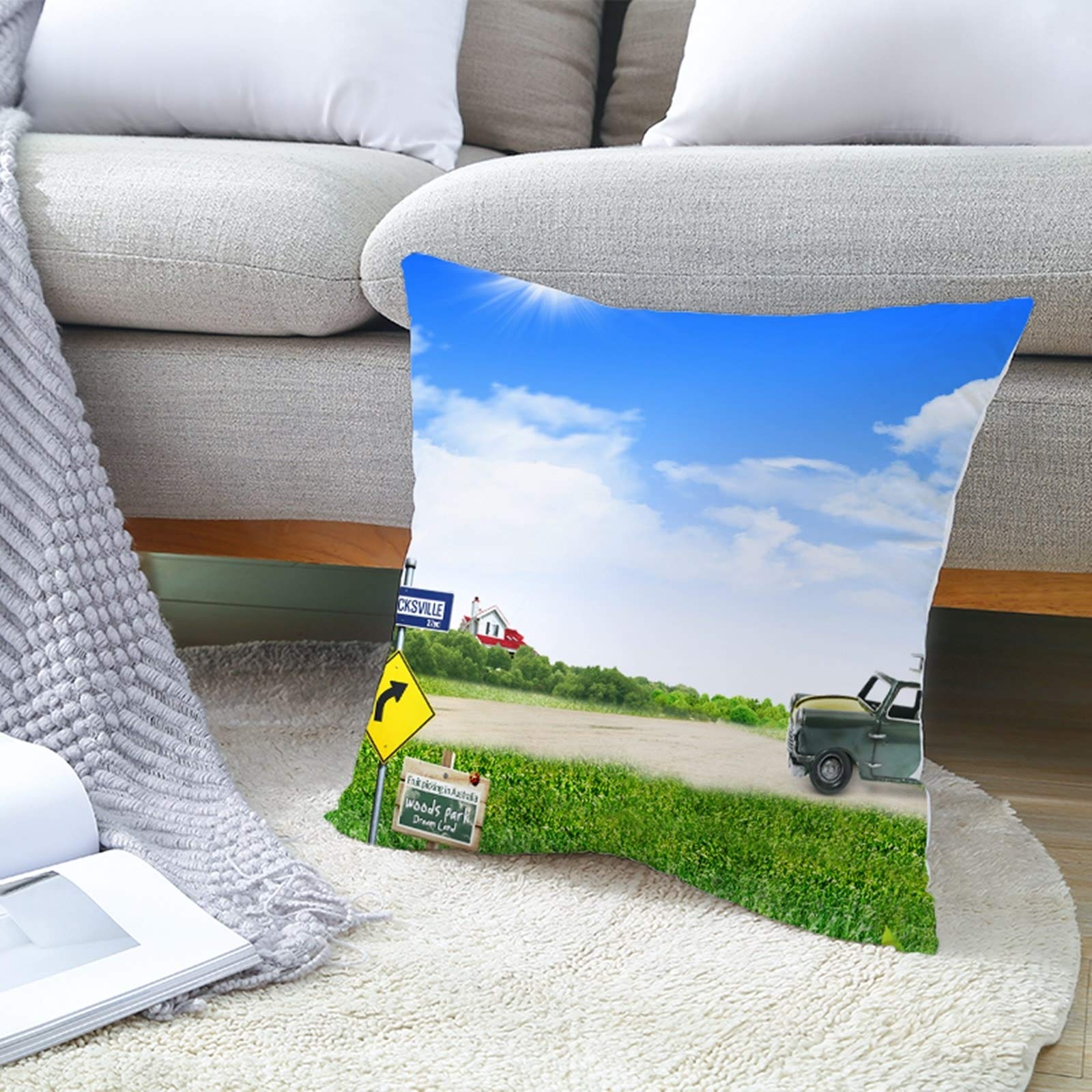 Federa 45x45 Cm Federe Per Cuscini 45x45 Cm,Bicicletta Retrò, Fodera Per Cuscino Con Poliestere Quadrato Federa Cerniera Invisibile Per Casa ,Ufficio,Esterno,Camera Da Letto Federe Cuscino 45x45 Cm