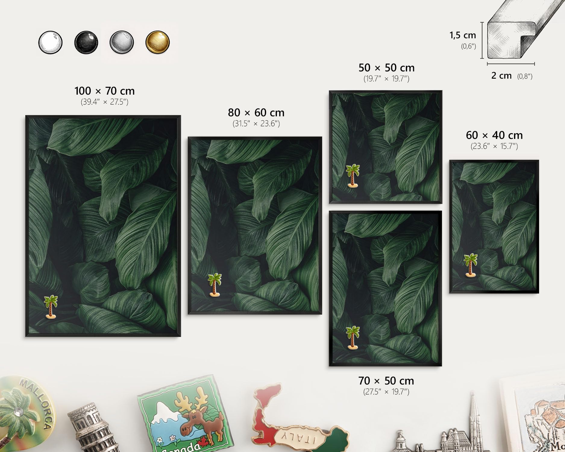 Panel Magnético 60x40 cm | con Marco Negro | El Verdor De La Naturaleza | Montaje Fácil | Pizarra de Pared | Para Restaurante y Bar | Expositor para Menú, Ofertas del Día