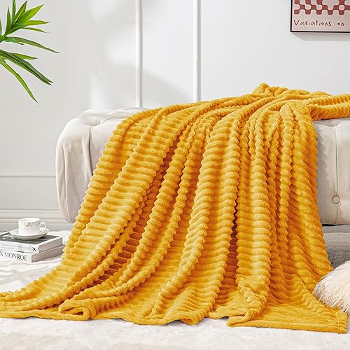 Vista 63 de BEDELITE Manta de forro polar para sofá – Manta de jacquard acanalado en 3D suave y cálida – acogedora, esponjosa, ligera manta gris para cama
