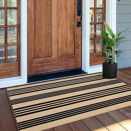 OJIA Tapete para puerta delantera, 24 x 51 pulgadas, lavable a máquina, tapete para puerta de exterior, alfombra de entrada a rayas para interiores