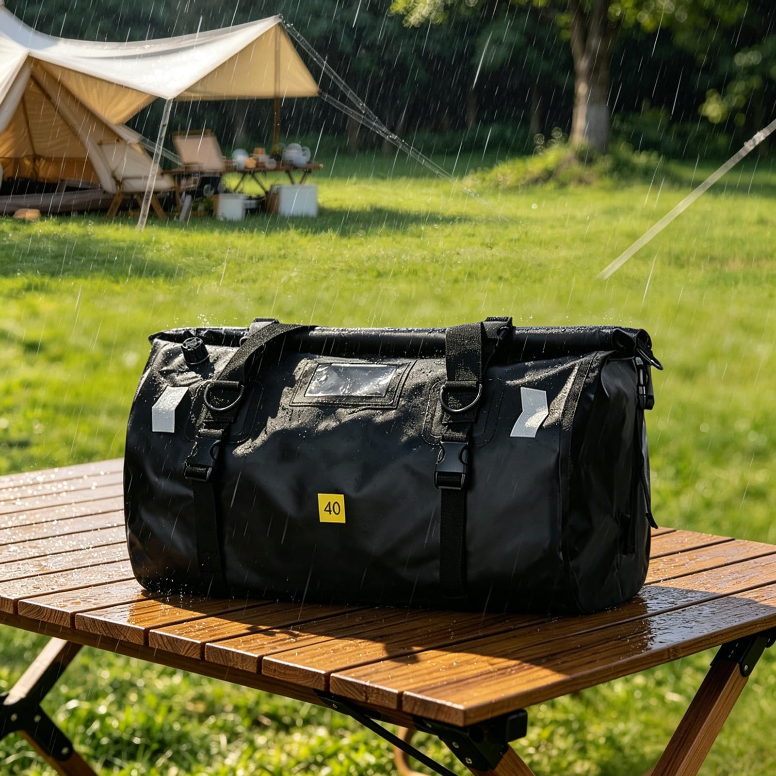 BORSA POSTERIORE MOTO IMPERMEABILE CAPACITA' 40 LT | Molteplici scomparti, borsa da moto con strisce riflettenti, 4 cinghie di fissaggio, ideale per touring, campeggio