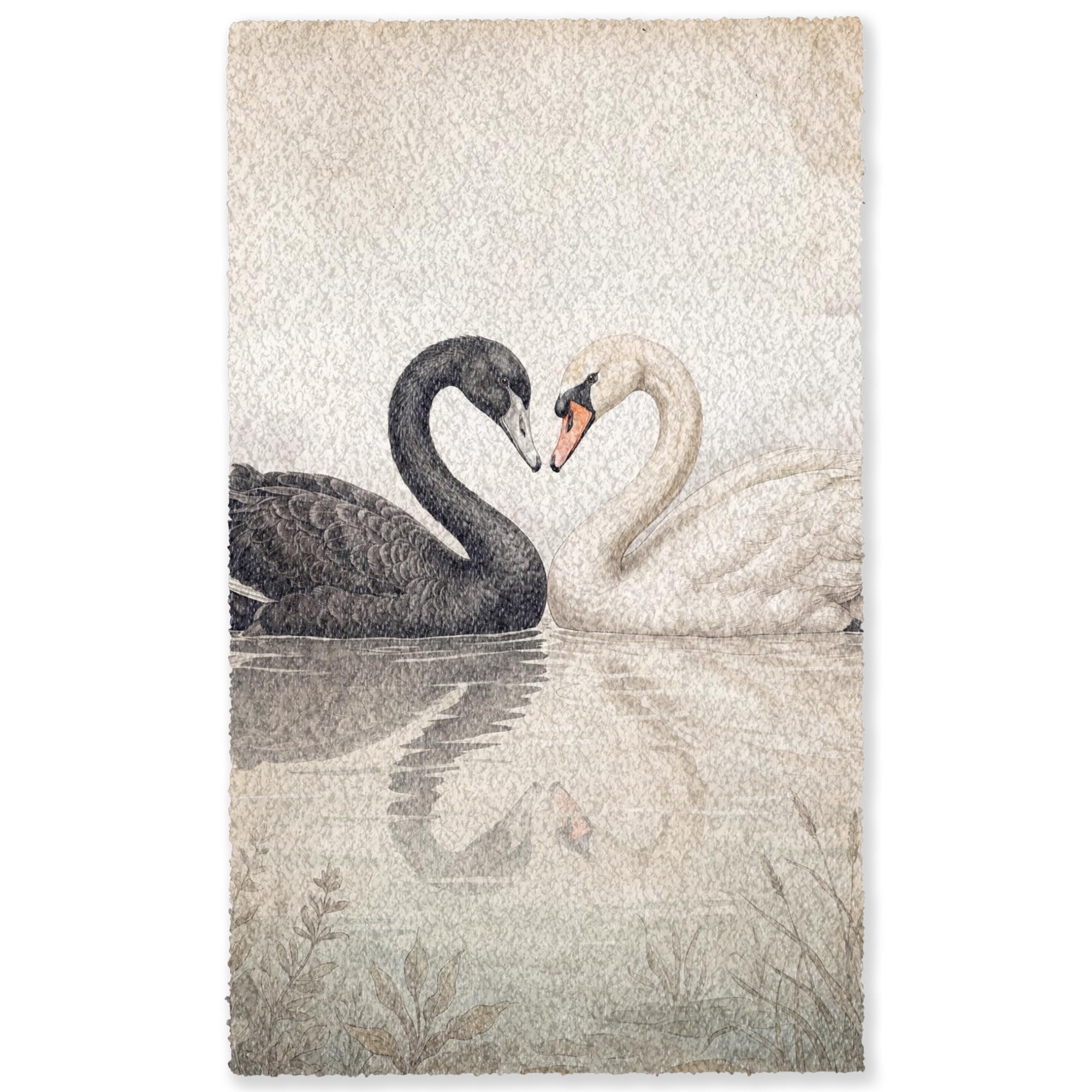Alfombra salon rectangular 90x150 cm antideslizante con cisnes de OnlyWow para dormitorio moderno