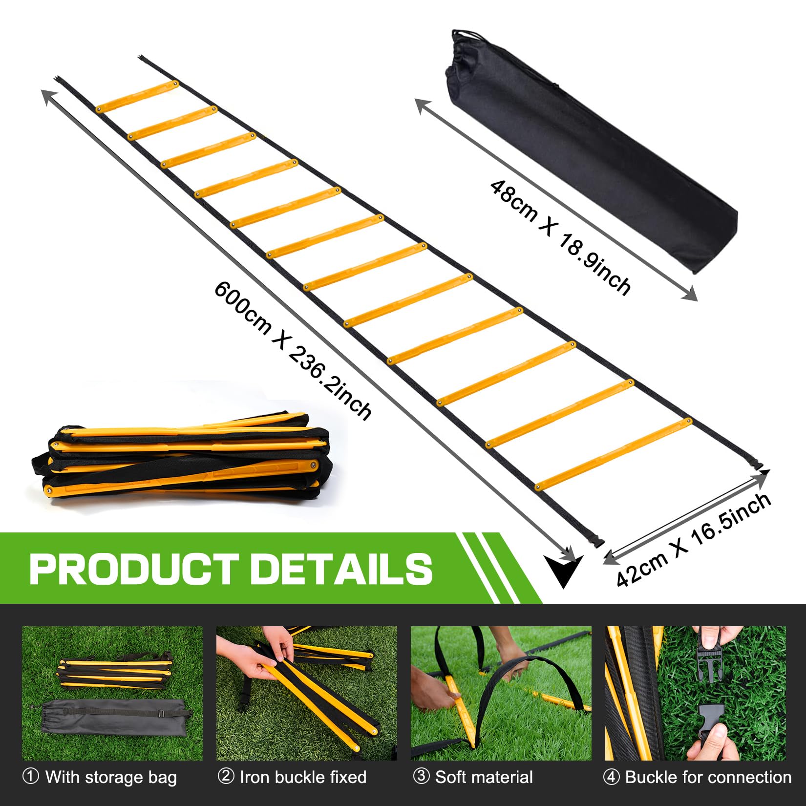 Amazon | Happy Jump アジリティラダー 12段 20フィート スピード