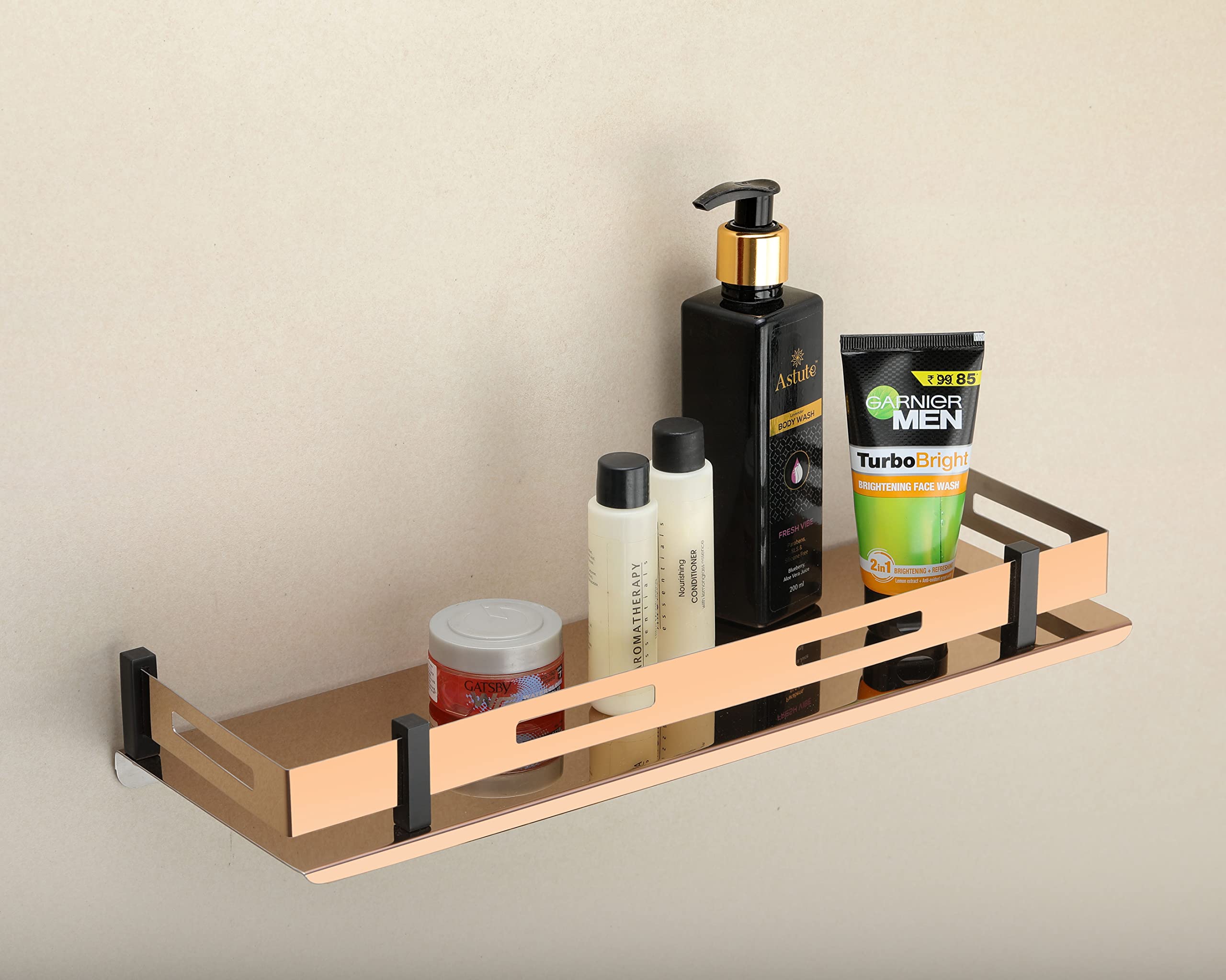 iSTAR Stainless Steel Bathroom Shelf/Kitchen Shelf/Bathroom Shelf and Rack/Bathroom Accessories Silver Stainless Steel Wall Shelf (12 X 5 Inches, Rose Gold) — Amazon image 2