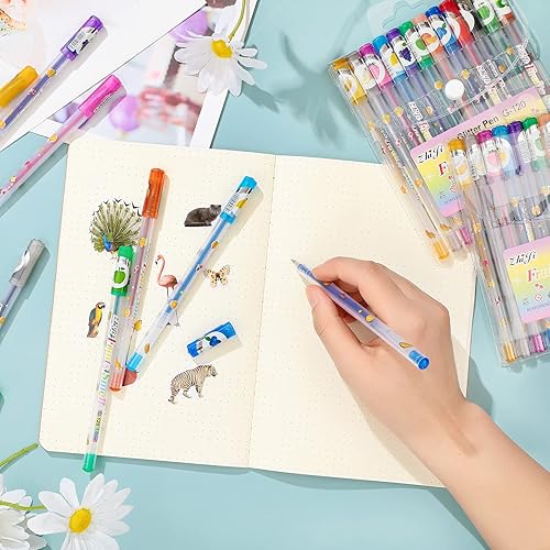 Miniatura 4 de Yexiya 72 bolígrafos de gel perfumados con purpurina multicolor, divertidos y lindos bolígrafos perfumados de frutas para niños, manualidades,