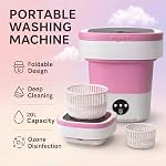 Mini laveuse portable, pliable 20L/5 Lave-linge compact pour dorme, Appartement, RV, Camping, et Voyage, Rose clair