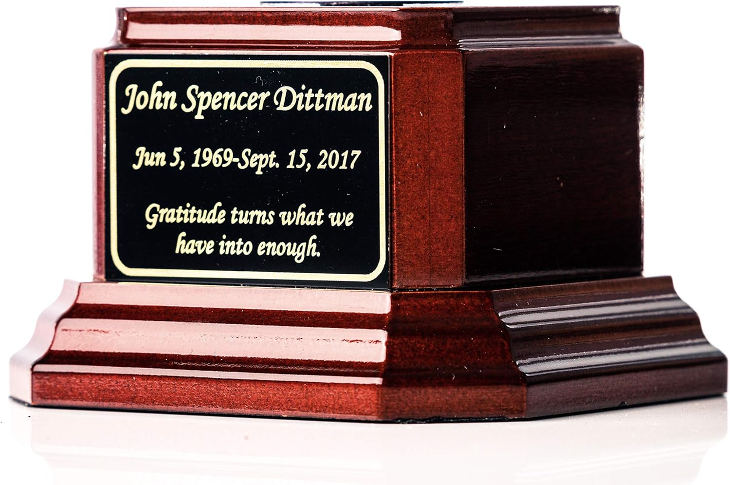 Earth Memorials Keepsake Elite Urn Stand - Custom ENGRAVE - Rosewood/Gold Small, Display Stand for Cremation Human Ashes, Funeral or Burial Urns - Click on Storefront for Exclusive (Mini) Urns, P-05