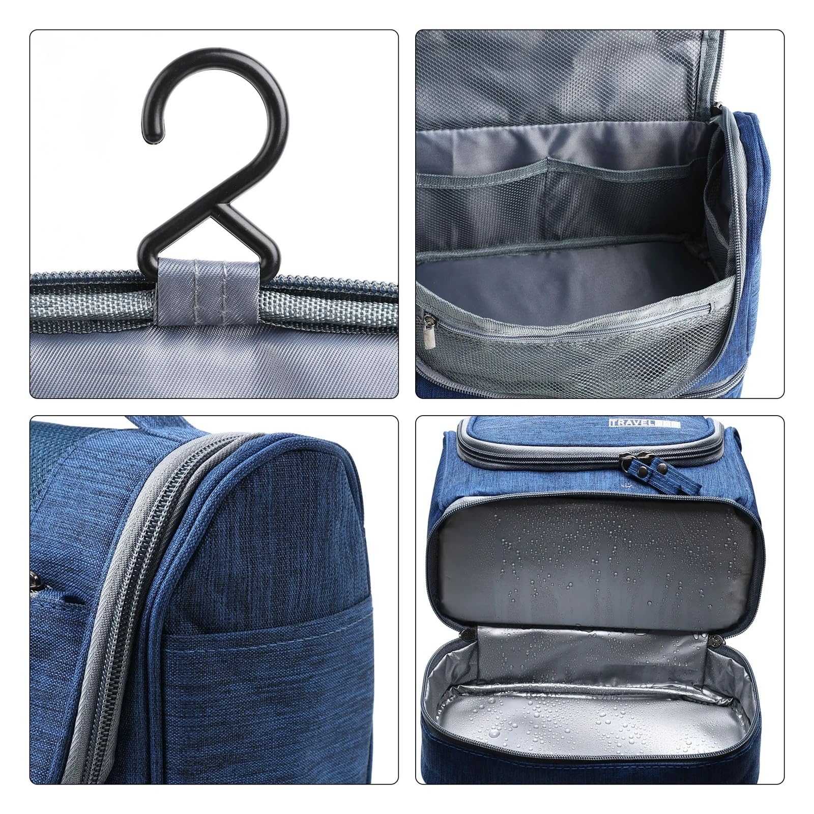 Neceser Hombre Neceser portátil con Gancho Colgante for Hombre, Bolsa de Maquillaje, Organizador Viaje, Almacenamiento cosméticos for Mujer Neceser Viaje(Grey)