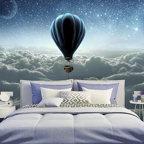 Amazon 芸術壁画写真壁紙 星空 星 風船 雲 子供部屋の壁紙 壁の装飾 部屋のデザイン 2x192 Cm 壁紙