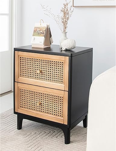 Miniatura 34 de COZAYH Mesita de noche moderna y totalmente montada, con forro limpio, mesa auxiliar con 1 cajón, color negro Negro -,Blanco