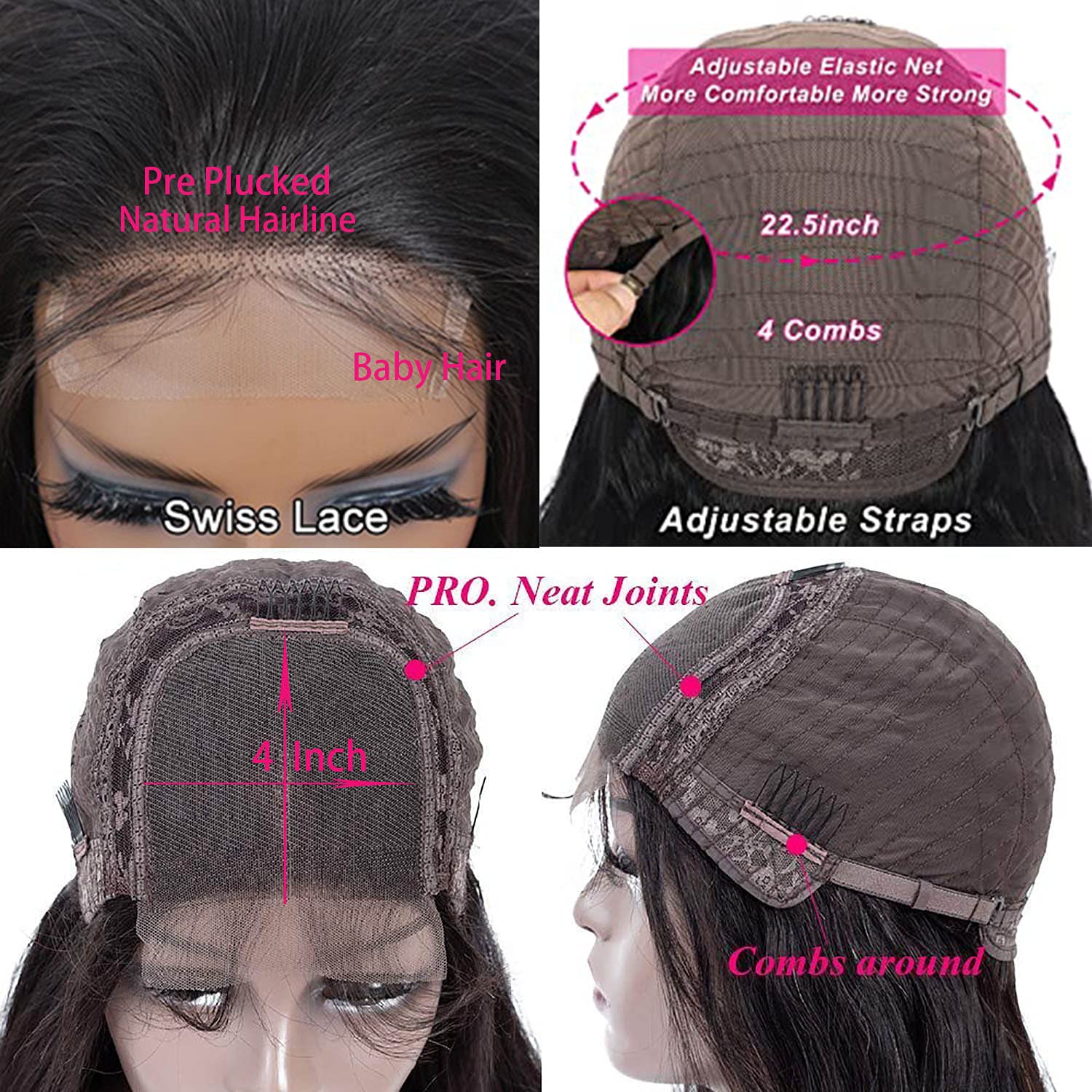 Crazy Deals Lace Front Wigs Human Hair for Black Women 150% Density 10A Brazilian 4×4 Body Wave Human Hair Lace Front Wigs Pre Plucked with Baby Hair Natural Hairline Wigs 24 Inch