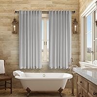 Vista 104 de Cortinas de lino natural semitraslúcidas Pitalk de 36 pulgadas de ancho para sala de estar, juego de 2 paneles con pestaña trasera, cortinas