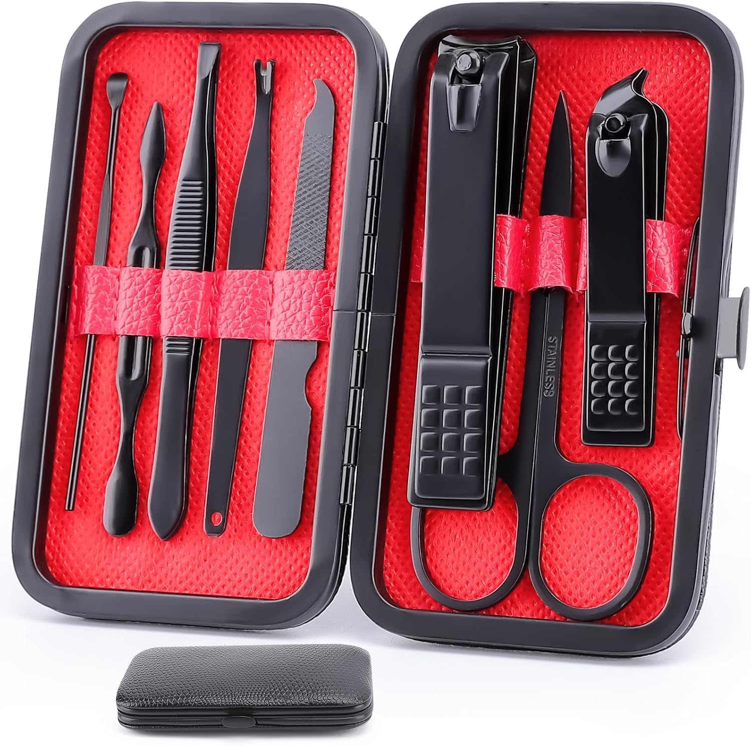 black sparrow 8 Manicure set Professional Black Stainless Steel Nail Clipper Kit Finger Plier Nails art Pedicure Toe Nail Tools Set-picture-40