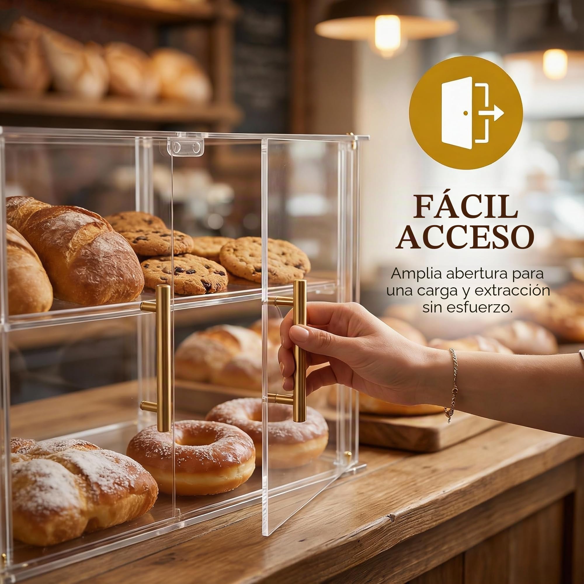 Vitrina de 2 niveles para panadería con puerta magnética, vitrina acrílica transparente para repostería de cocina, vitrina de alimentos, mantiene fresco para rosquillas, bagels, pasteles y