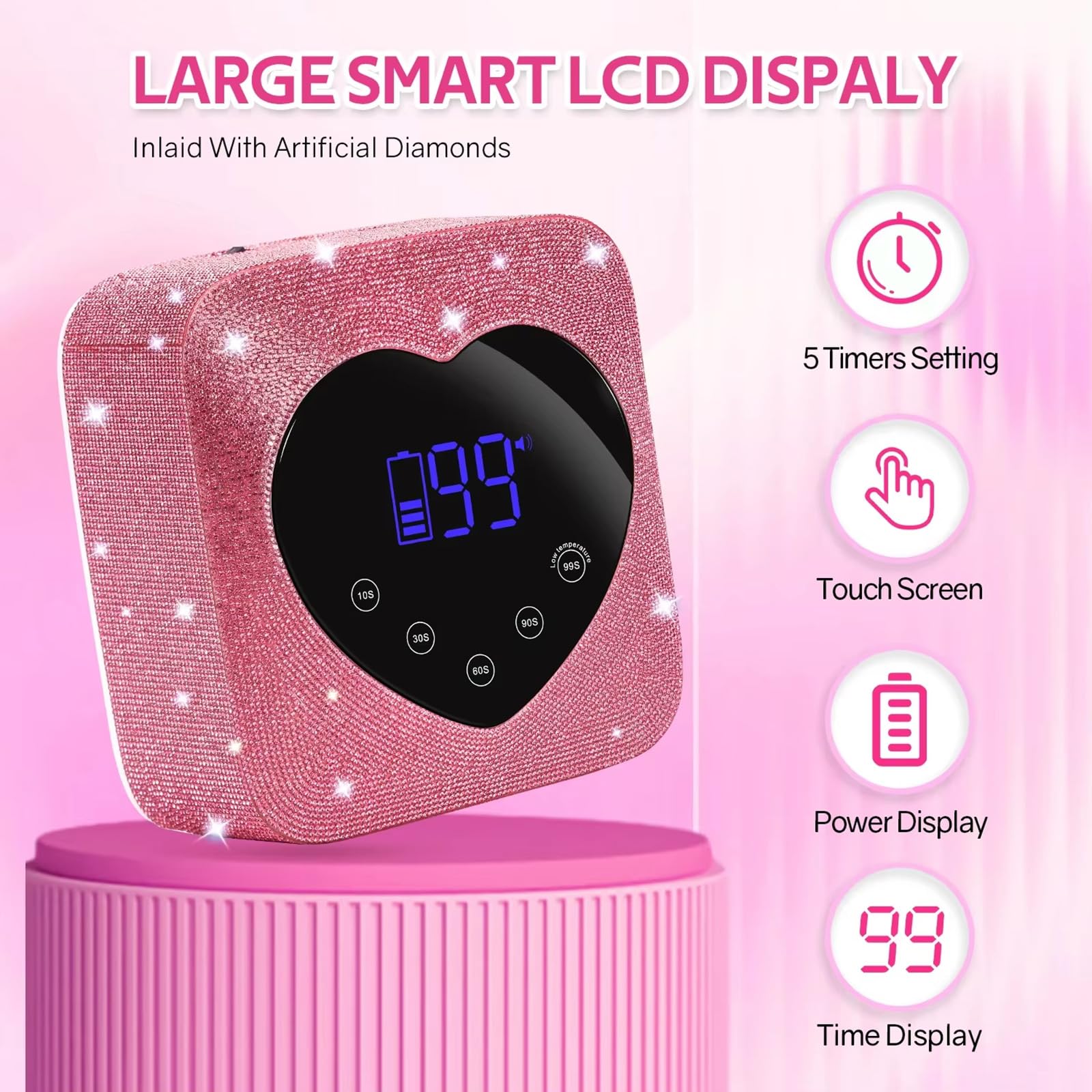 Lampada UV LED per Unghie, Luce UV Ricaricabile da 72 W per Unghie, Lampada Fotopolimerizzante, Luce UV per Smalto Gel con 5 Impostazioni Timer, Controllo Touch e Sensore Autom Silver