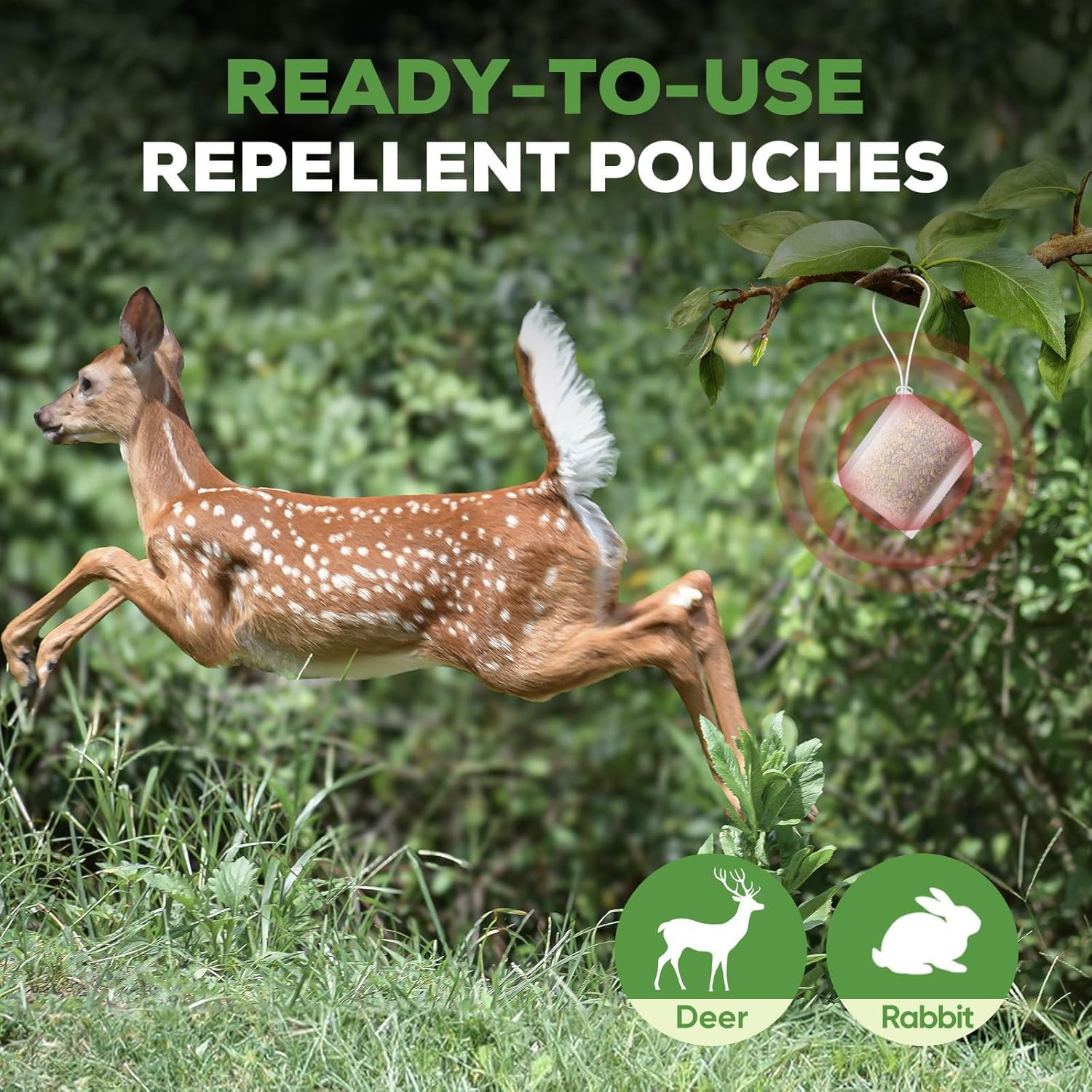 10 Pack Deer Repellent Pouches, Rabbit Repellent Outdoor Deer Repeller Deer Deterrent for Plants Garden, Deer Away for Flowers, Keep Deer Out of Lawn Indoor & Outdoor, Safe for Pets & Family