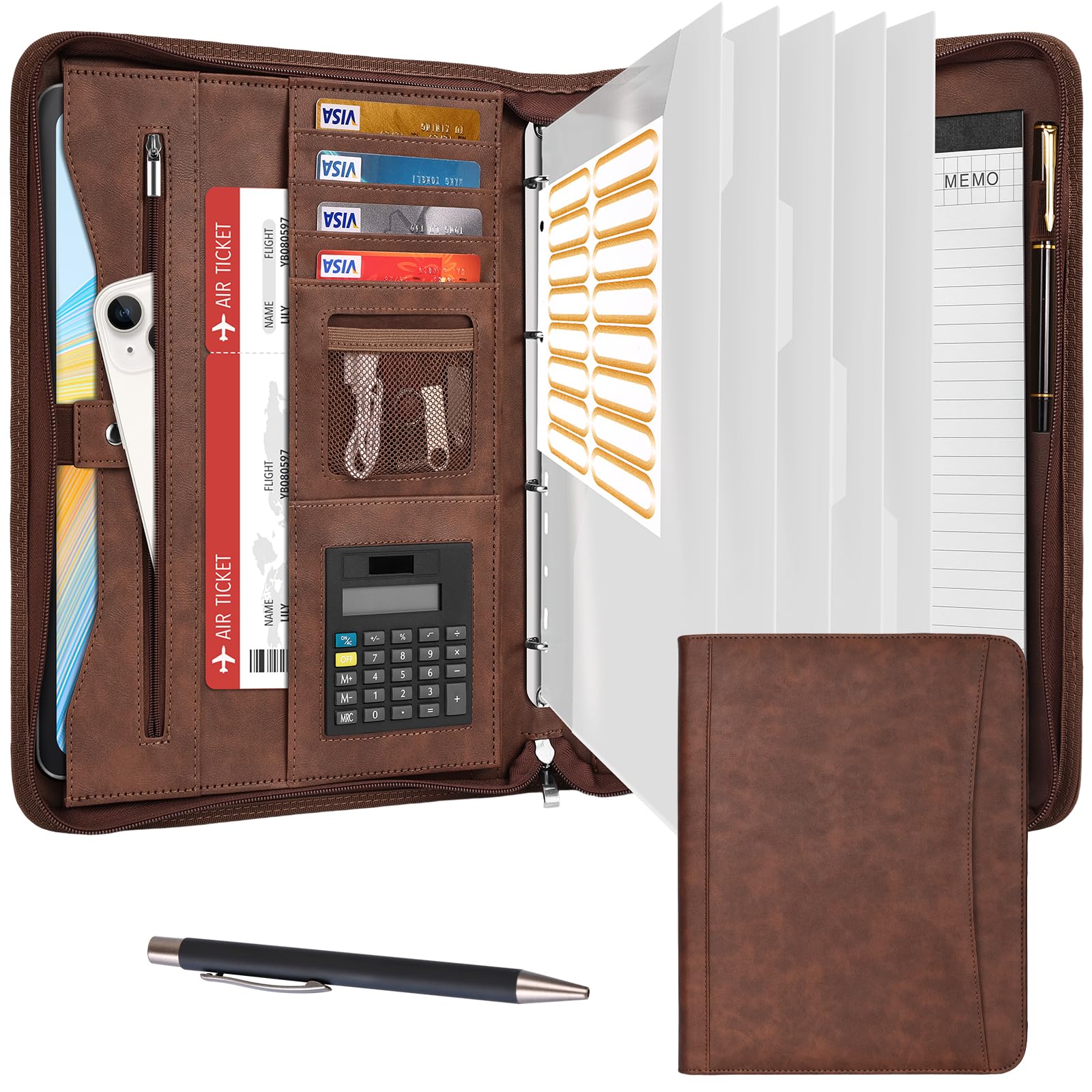 Cartella Portadocumenti A4 con 5 Fogli Trasparenti Accoglitori ad Anelli A4 Zip