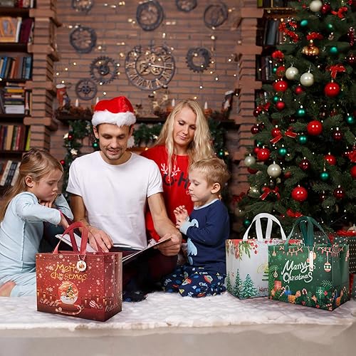 Miniatura 3 de ZUIYIN Paquete de 18 bolsas de regalo de Navidad grandes de 13 pulgadas, con etiquetas de regalo, bolsas de regalo de Navidad reutilizables no