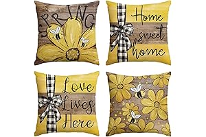 AVOIN colorlife Spring Home Sweet Home Bee Sunflower Throw Pillow Covers