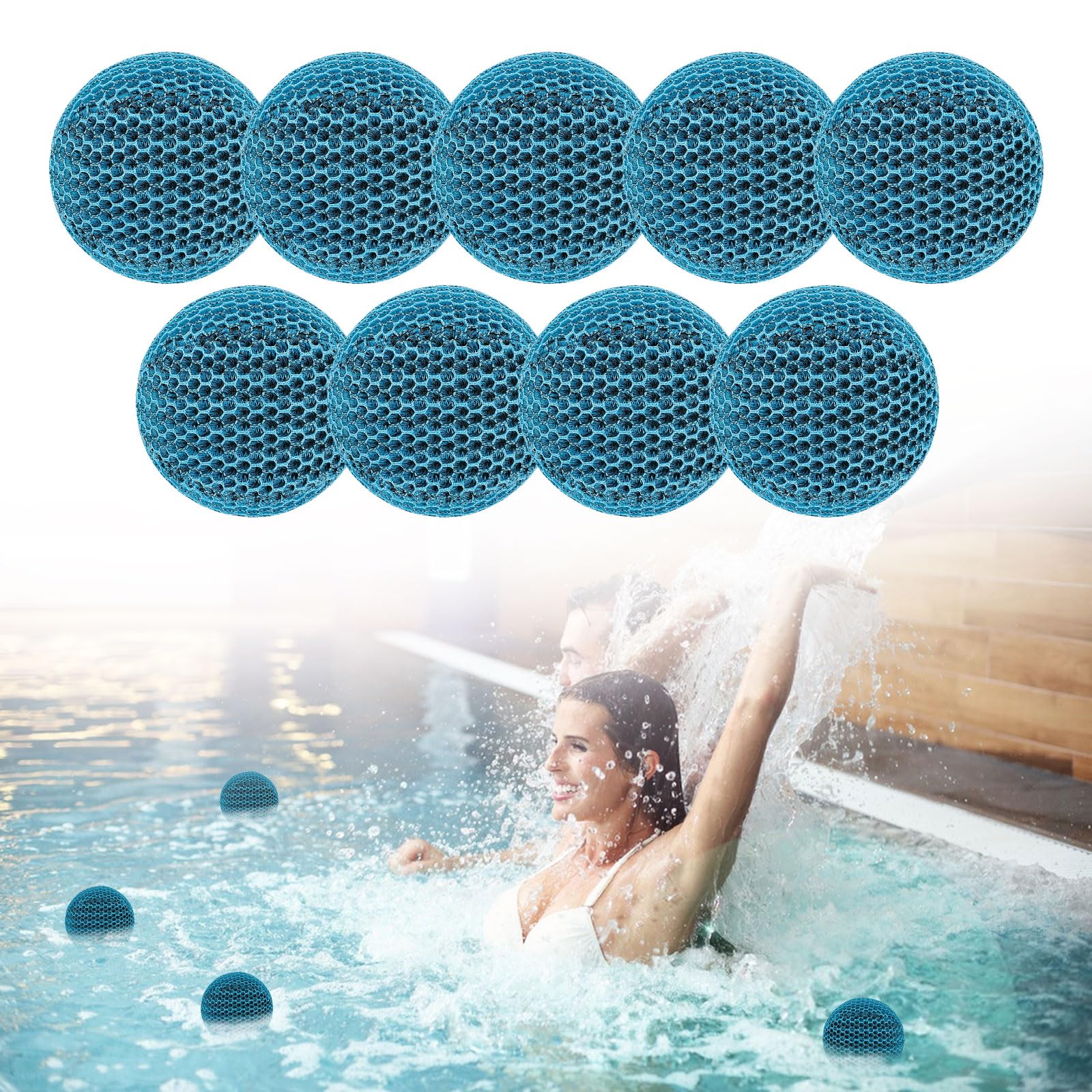 TALOEYH 9Pcs Hot Tub Scum Absorber Balls, 8cm Reusable Scum Eliminating Sponge Balls, Washable Scum Floating Filter to Remove Scum, Oil & Grease for Hot Tubs and Pools