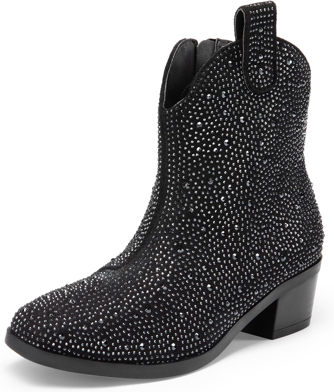 DREAM PAIRS Girls Cowgirl Cowboy Rhinestone Boots Ankle Low Heel Dress Booties