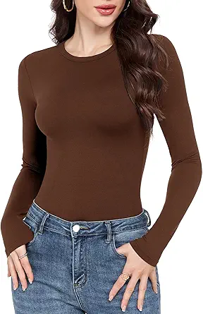 GAYHAY Long Sleeve Shirts for Women Basic Crop Tops Teens Crew Neck Tight Underscrub Clothes Workout Fall Trendy 2025
