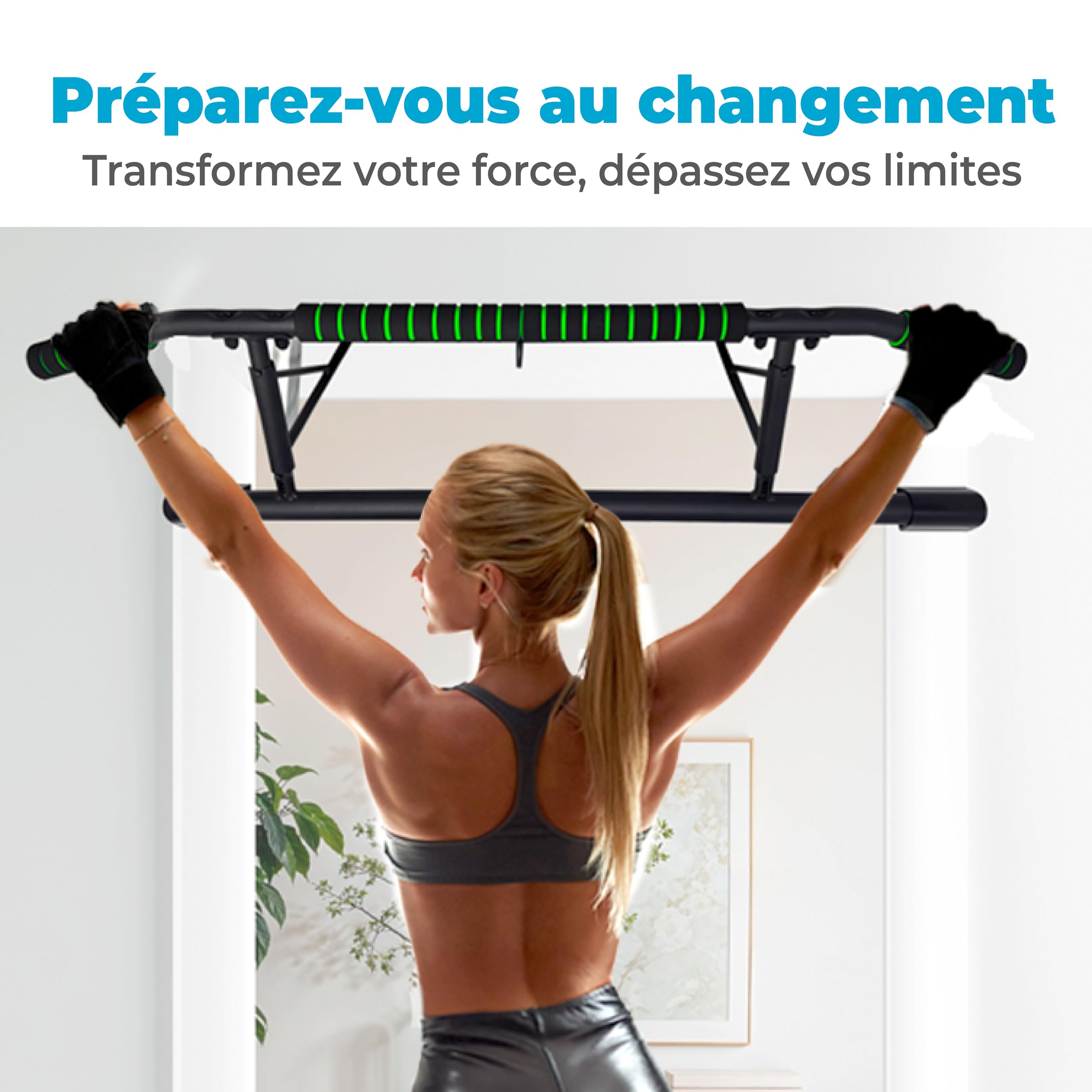 OcioDual Barre Traction Porte Sans Vis + Sangles de Suspension, Barre de Traction Porte, Pull Up Bar Door, Calisthenics Equipment, Boxing, Pliable, Fitness à Domicile