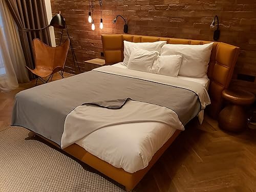 Manta impermeable de 80 x 90 pulgadas para adultos, suave, lavable, funda reversible de gran tamaño para camas individual, Queen, King (gris cálido