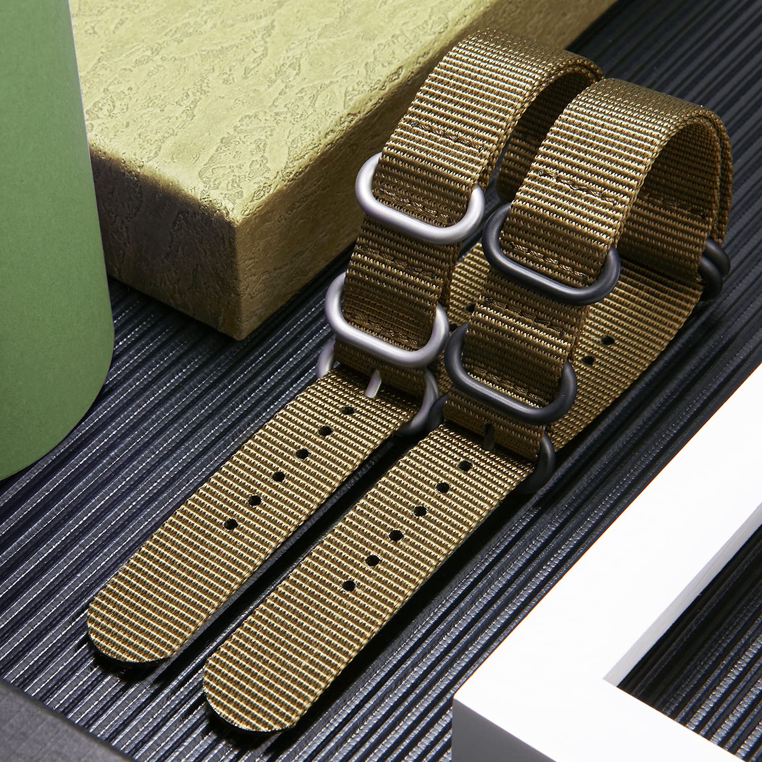 Nylon Watch Strap, Multicolor Watch Bands Replacement for Men Women 18mm 19mm 20mm 21mm 22mm 23mm 24mm G10 Premium Ballistic with Military Heavy Duty 5 Rings Silver/Black Stainless Steel Buckle — view 4