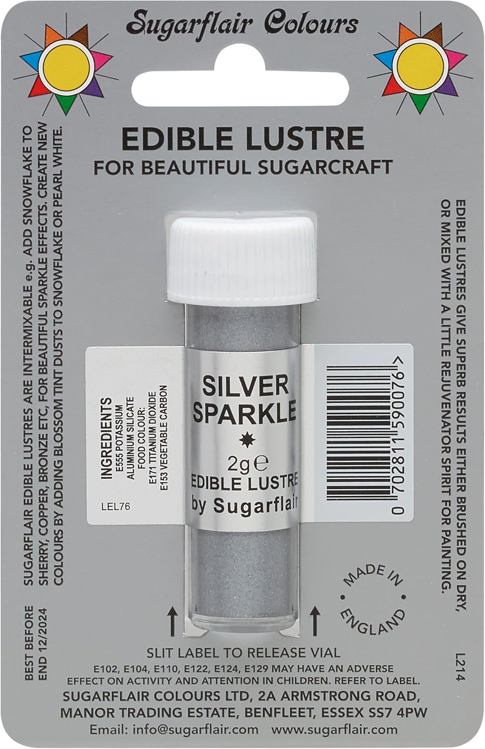 Sugarflair SILVER SPARKLE Edible Lustre Dust Powder - Cake Decorating ...