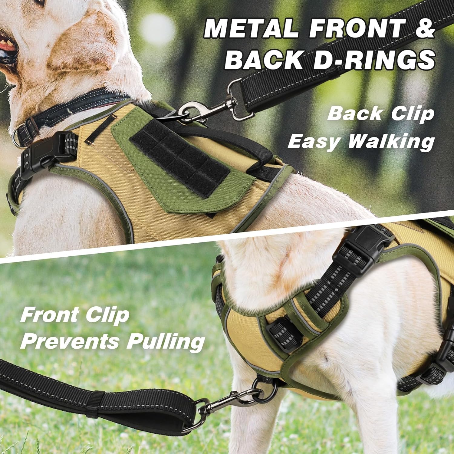 WINGOIN Upgraded Tactical Dog Harness（Khaki&Green M）
