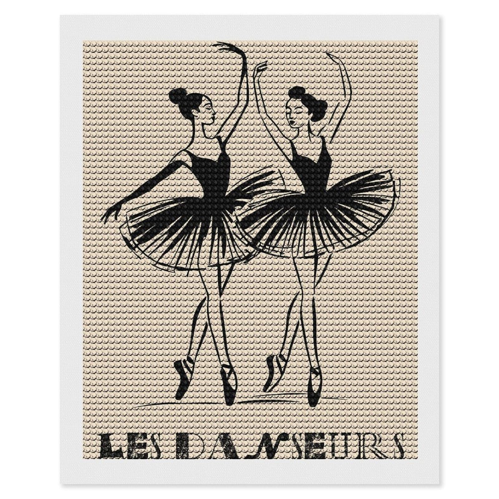 Junmoney Les Danseurs Two Ballerinas in Black DIY Diamond Art Canvas Kit 16"x20", Christmas Gift, for Family Craft Time, Leisure Activity, Home Wall Art