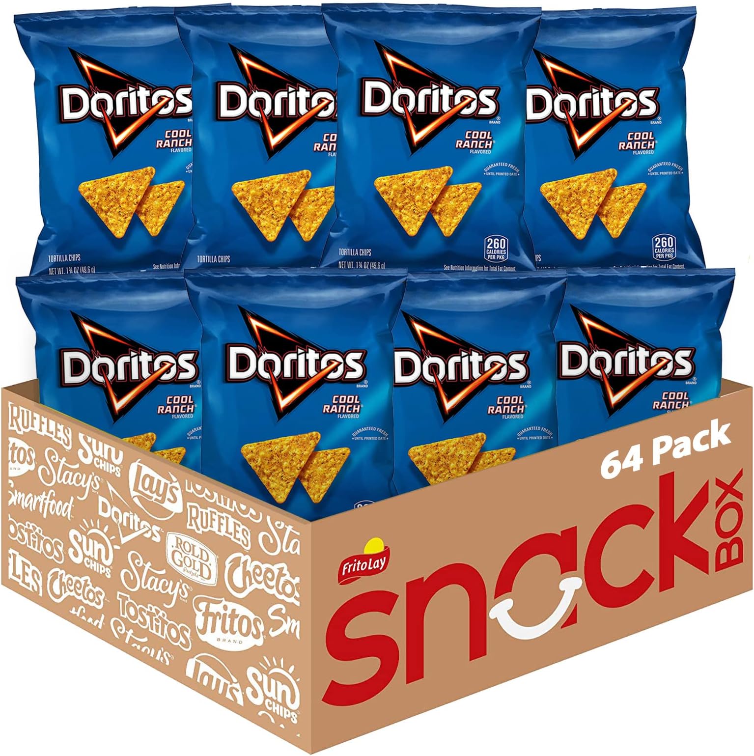 Flavored Tortilla Chips, Cool Ranch, 1.75 Ounce (Pack of 64)