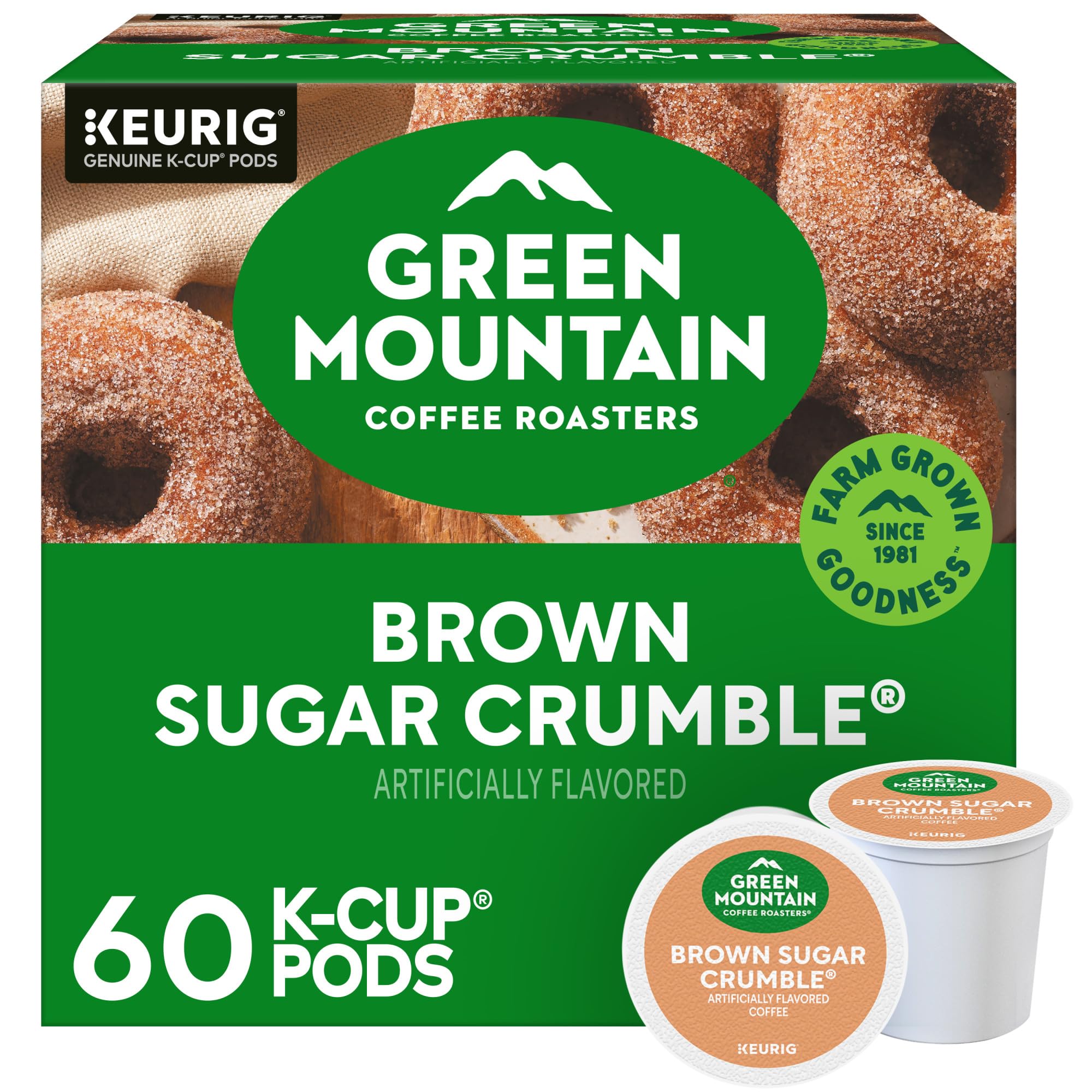 Green Mountain Coffee Roasters Brown Sugar Crumble Keurig Single-Serve K-Cup pods, Medium Roast Coffee, 60 Count (6 Packs of 10)