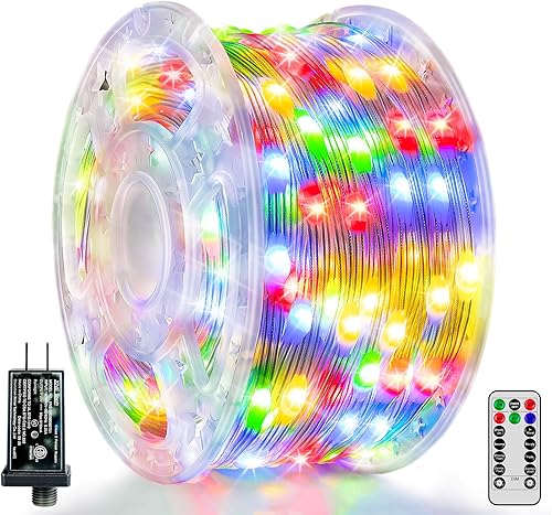 Luz de Navidad para exteriores, 262 pies, 800 LED, IP67, impermeable, 8 modos, luces de Navidad enchufables, tira de luces con control remoto, luces