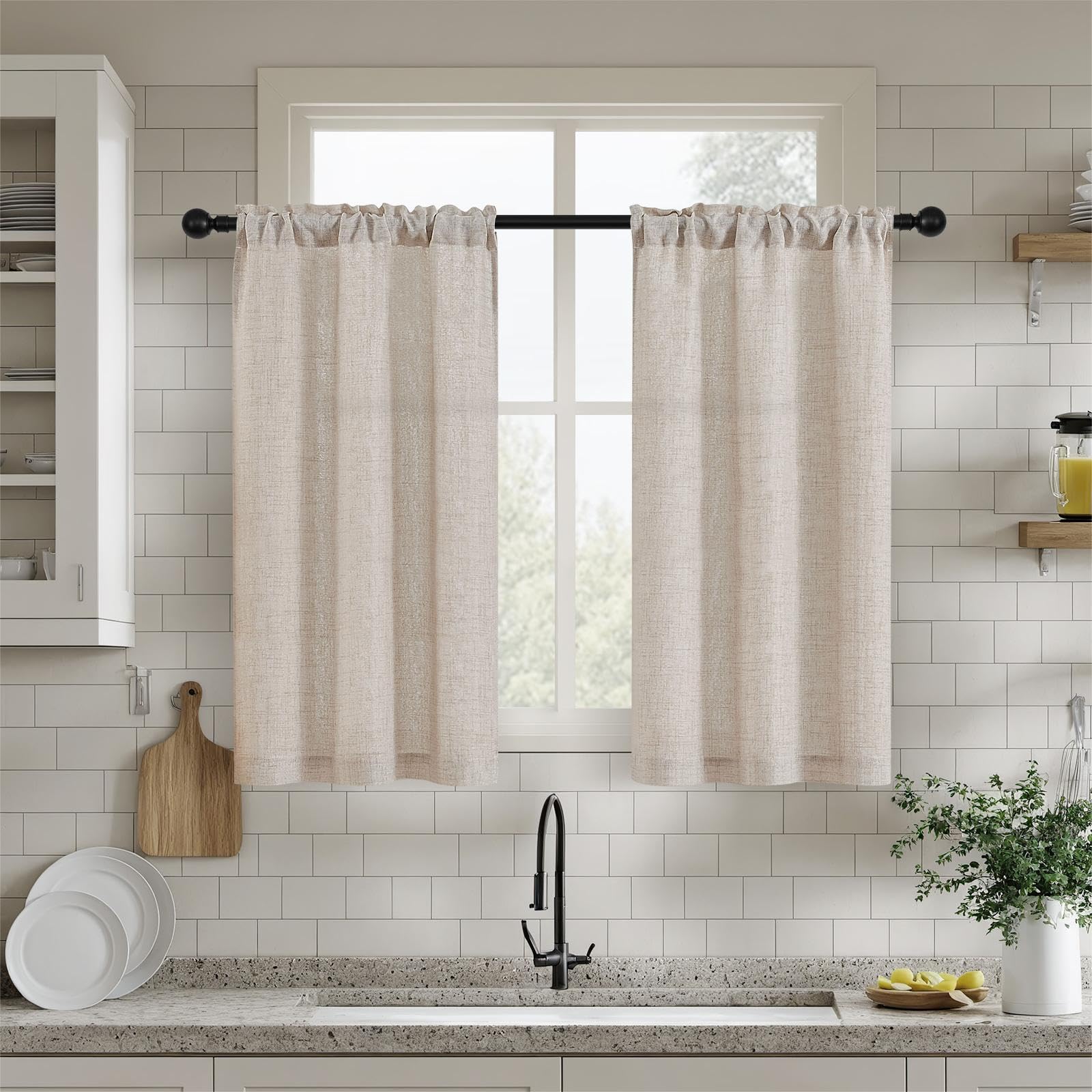 Farmhouse 36 Inch Curtains for Kitchen Window DUKIYO