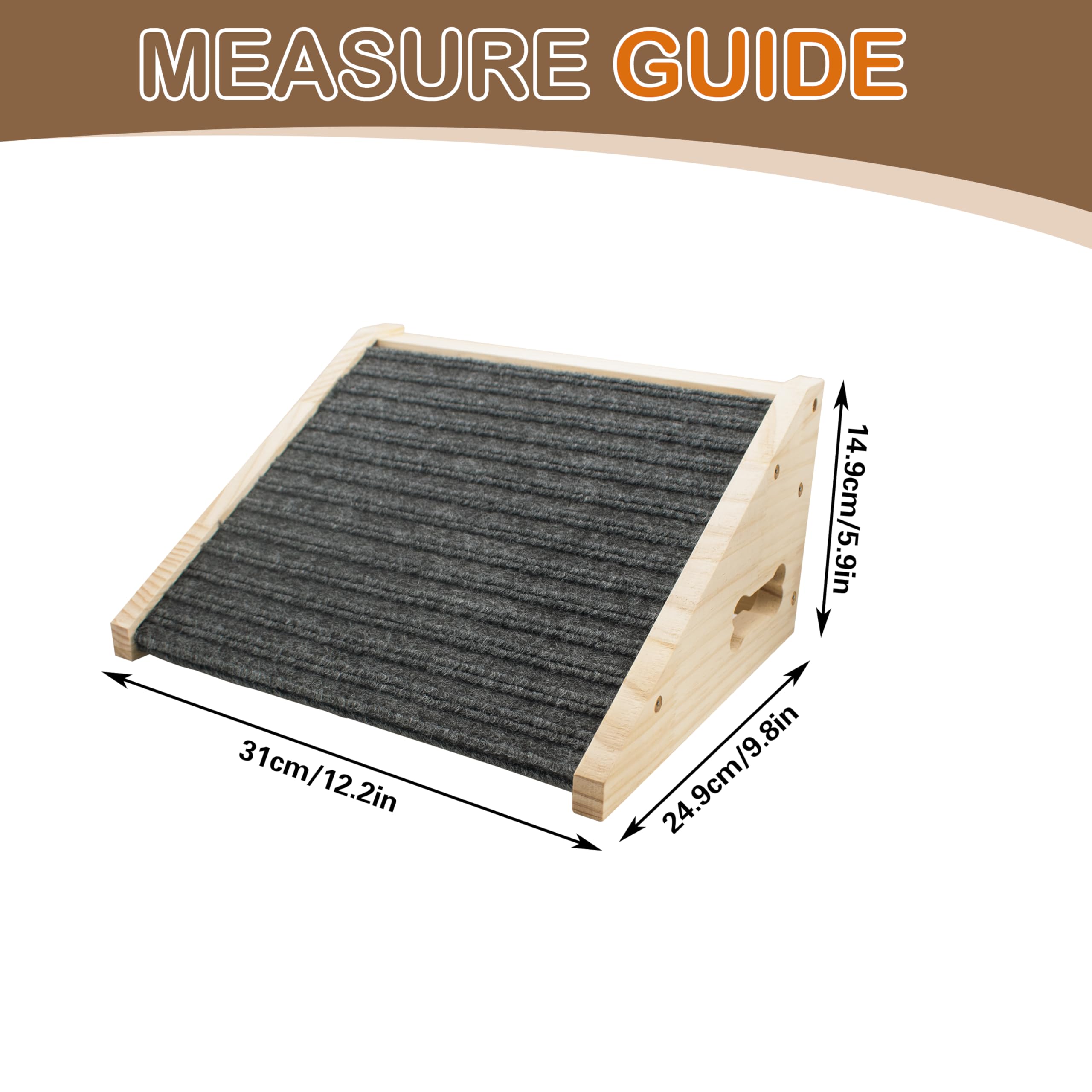 Rampe pour Chien en Bois pour Escaliers, Marches pour Animaux à Faible Inclinaison avec Surface Antidérapante, Aide pour Petits Chiens et Chats, Rampe à 30 degrés