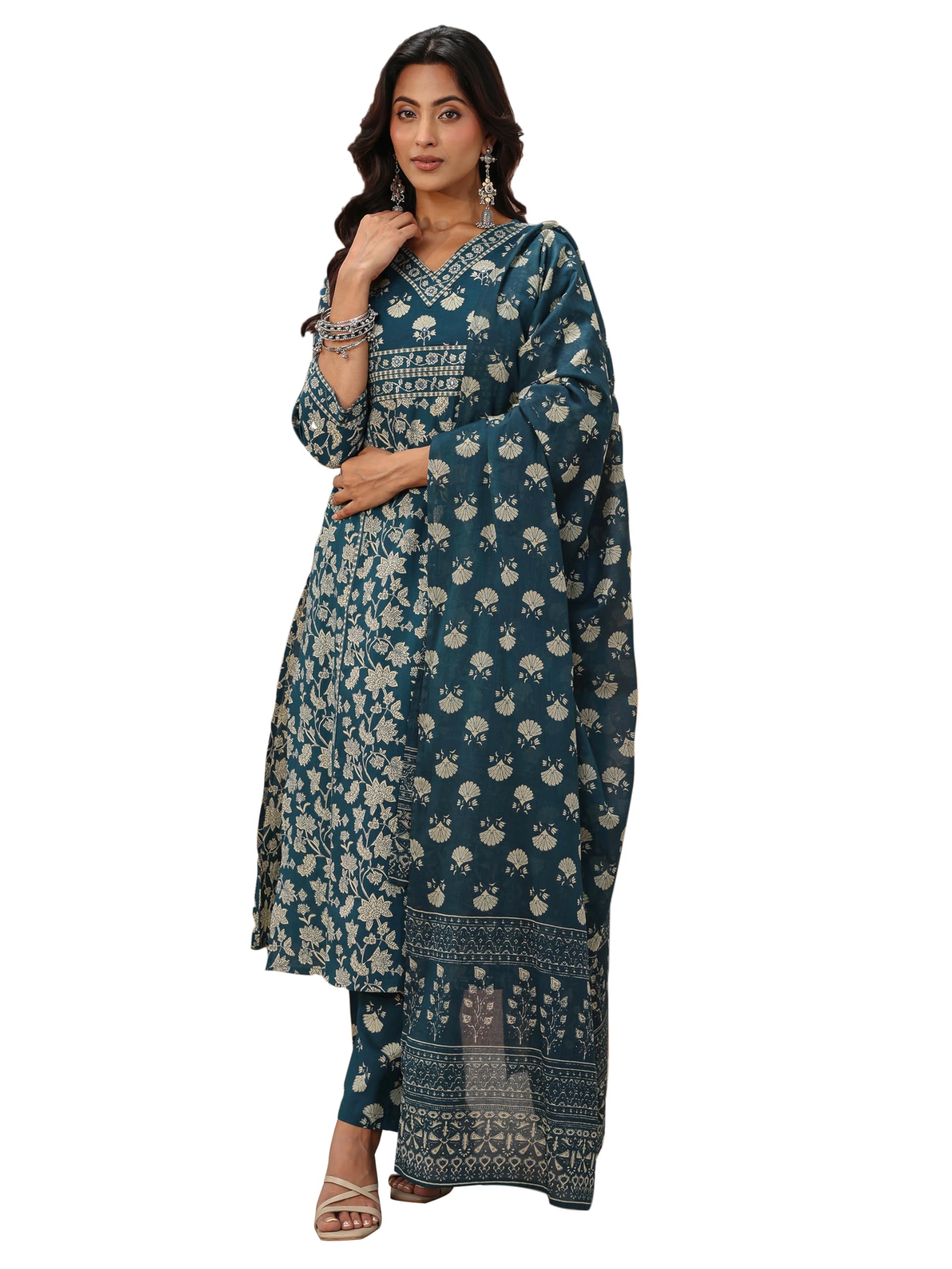 libas Printed Cotton Straight Kurta With Palazzo and Dupatta | daily wear suit-picture-16