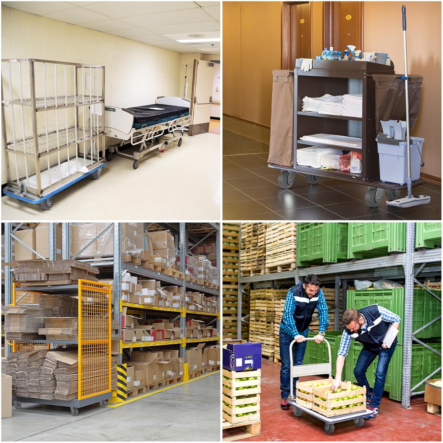 Caster Wheels, 4" Heavy Duty Industrial Casters Set of 4 with Load 2400lbs Capacity, Wheels for Furniture Toolbox, 4 inch Caster Set