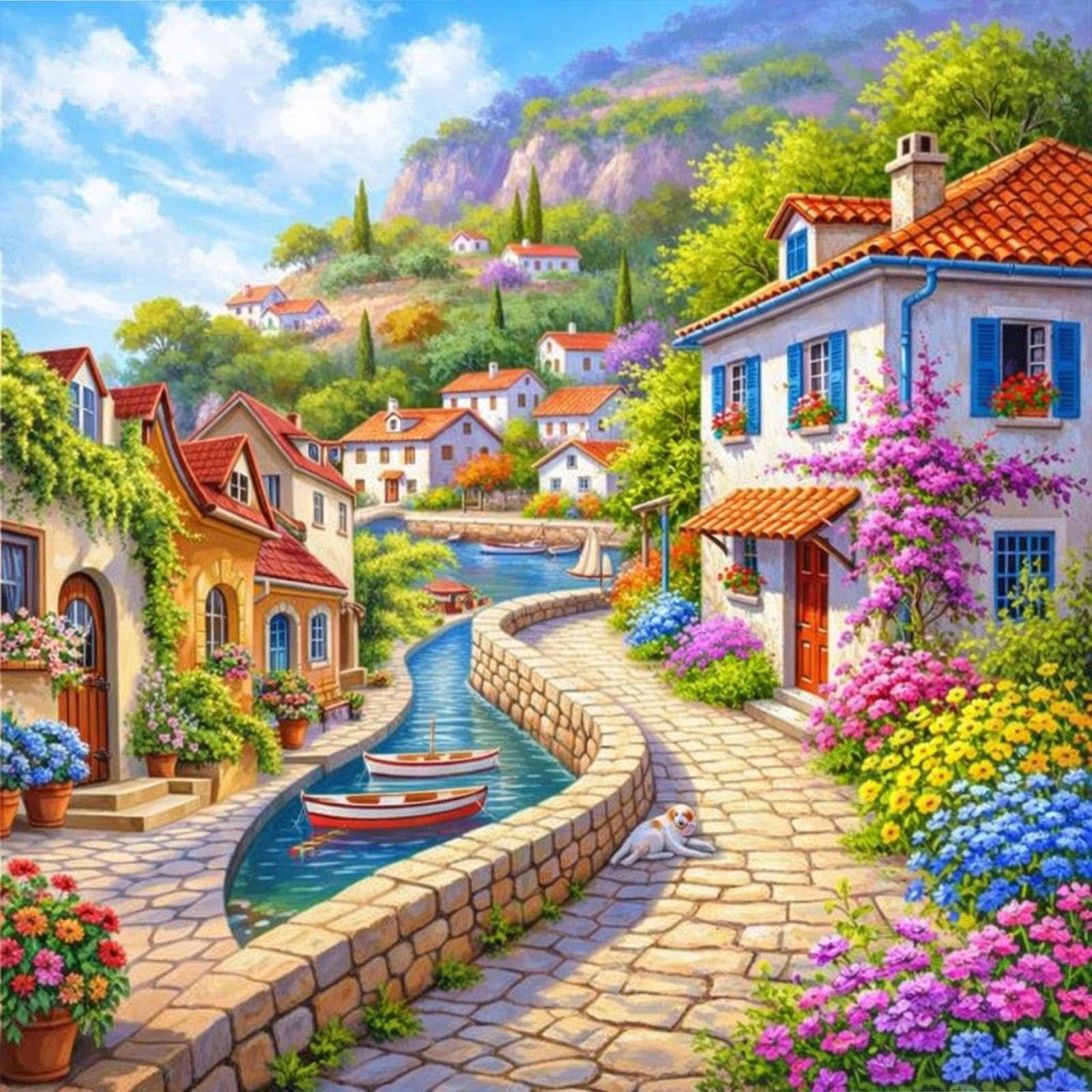 DIY Landscape Paint by Numbers Oil Painting Kit Drawing Paintwork on Canvas 13.65x13.65inch with Frame Canvas Oil Painting Number Painting for Beginners Adults Gift Home Wall Decor
