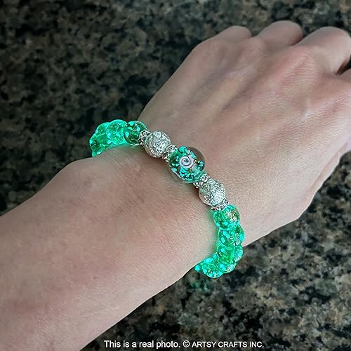 Miniatura 4 de ARTSY Crafts Glow in the Dark Firefly Beads Bracelet for Women, Luminous Glass Beads Healing Crystal Glowing Beaded Bracelets, Mermaid Bracelet,