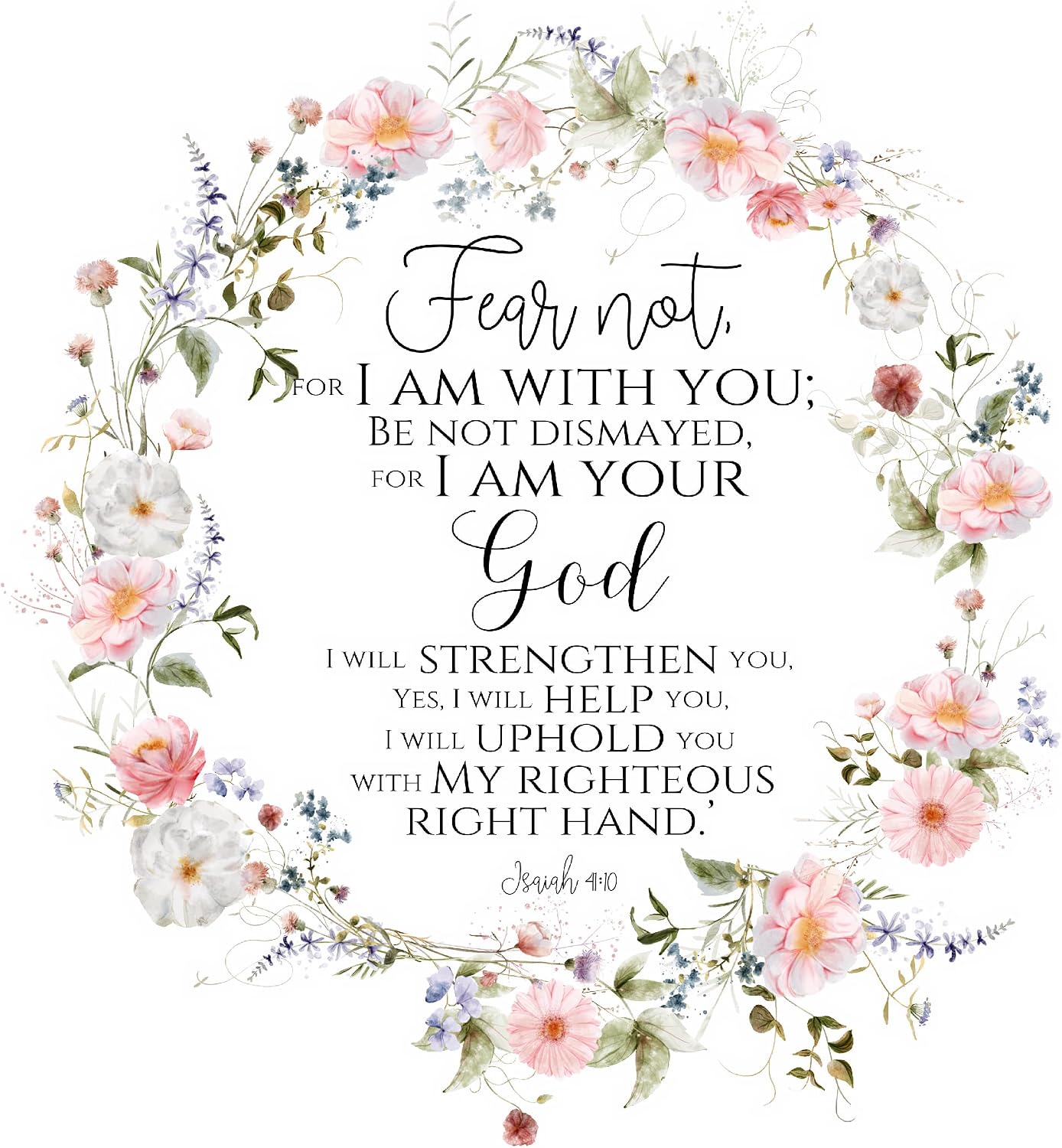 Fabric Panel 8"x8" Isaiah 41:10 Bible Verse 100% Cotton Quilt Square Block DL1025