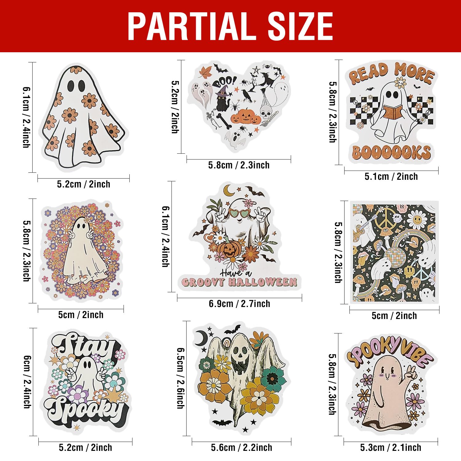AXEN 100PCS Groovy Halloween Stickers Pack, Halloween Themed Vinyl Stickers for Laptop Phone, Water Bottles, Computer, Flask and More - Image 3