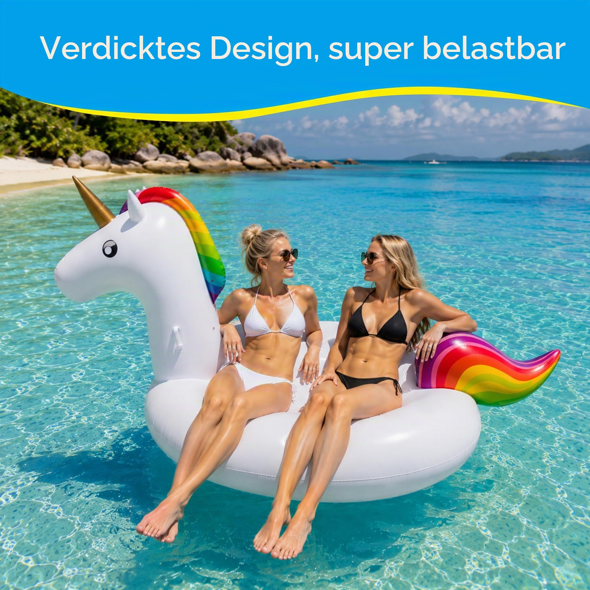 Dracarys Riesiges Aufblasbares Einhorn - Schwimmendes Schwimmbecken - Wasseraufblasbares Spielzeug - Einhorn & Kinderschwimmring Und Wassersport-Stuhl