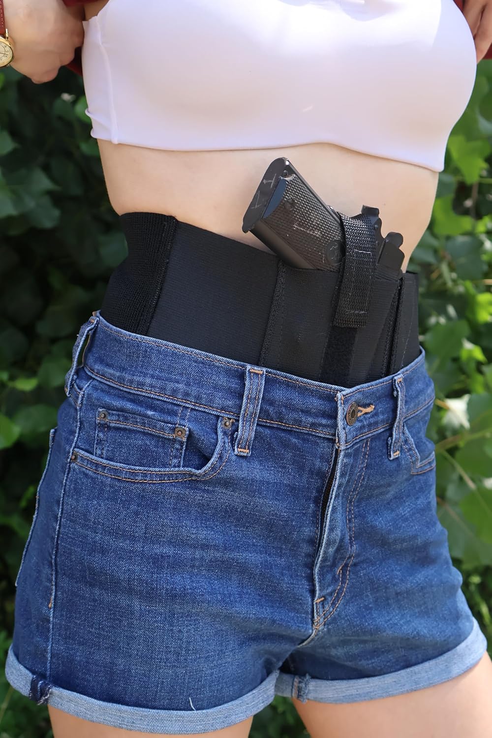 Daltech Force Modular Belly Band Gun Holster – Concealed Carry CCW Holster with Removable Mag Pockets – Right or Left Hand Draw – Adjustable 4 inch Wide Band Fits Small, Medium & Large Pistols