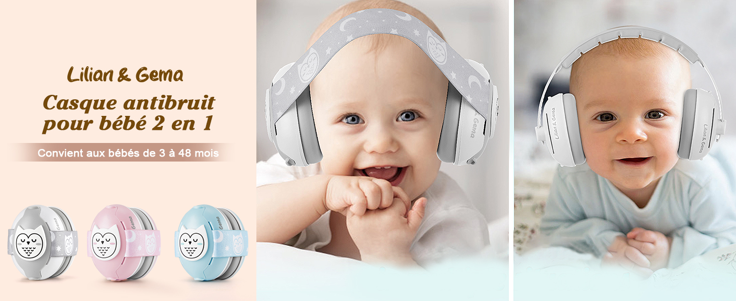 Casque Anti-Bruit Enfant Lilian&Gema - Réduction 25dB 4-18 Ans | Pour Dormir, Étude, Voyage