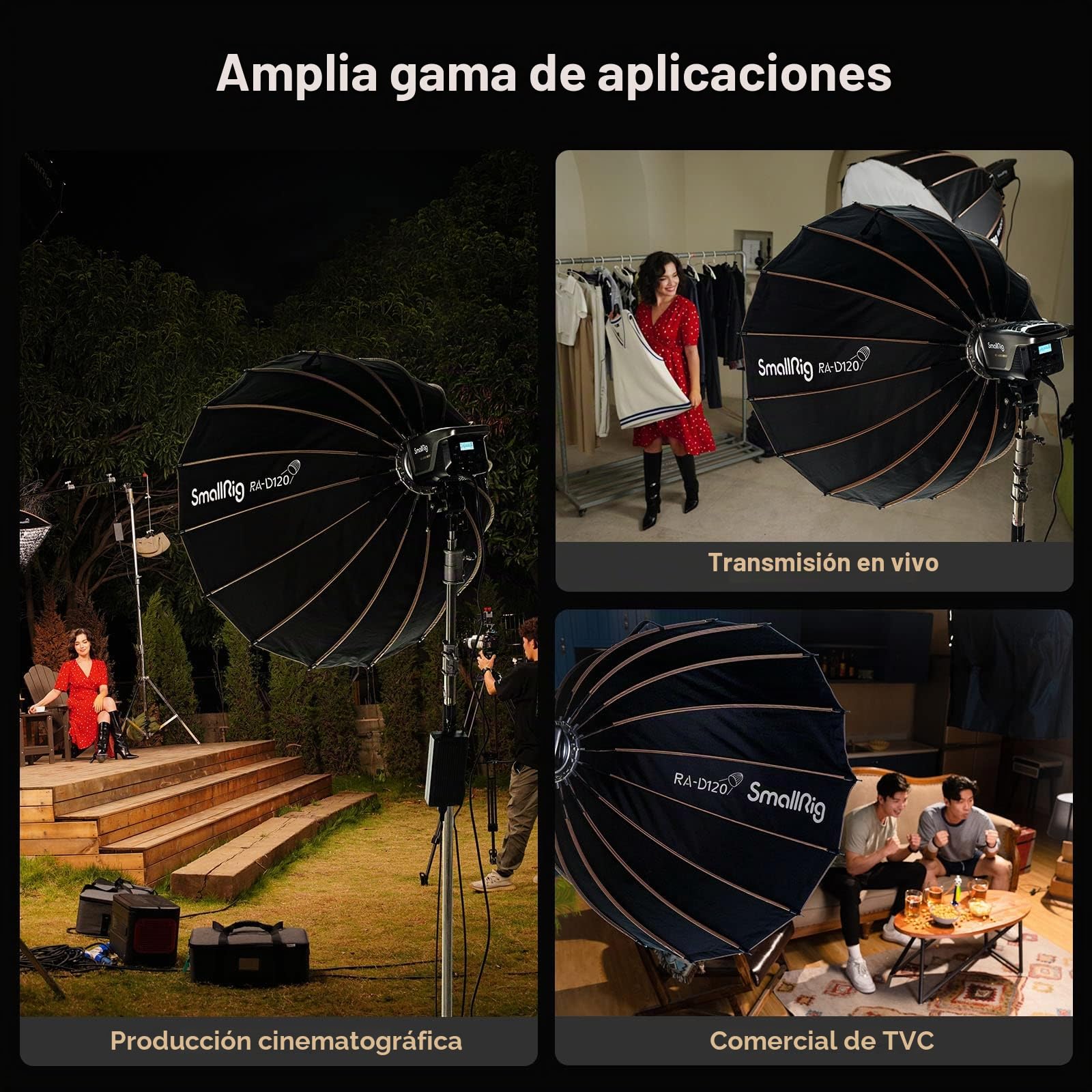 SMALLRIG Softbox Parabólico, Softbox de Liberación Rápida 47,2Pulgadas/120cm, Compatible con RC 120D/RC 120B/RC 220D/RC 220B/RC 350D/ RC 350B/RC 450D/RC 450B y Otras Luces de Montaje Bowens-4140