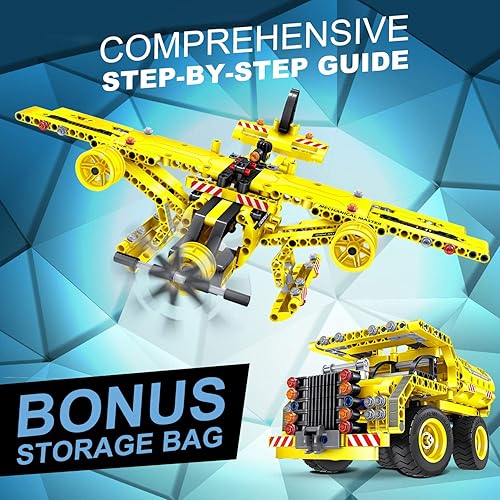 Vista 5 de STEM Toys Building Sets for Boys 8-12 - 361 Pcs Construction Engineering Kit Builds Dump Truck or Airplane (2in1) STEM Building Toys Set for Kids