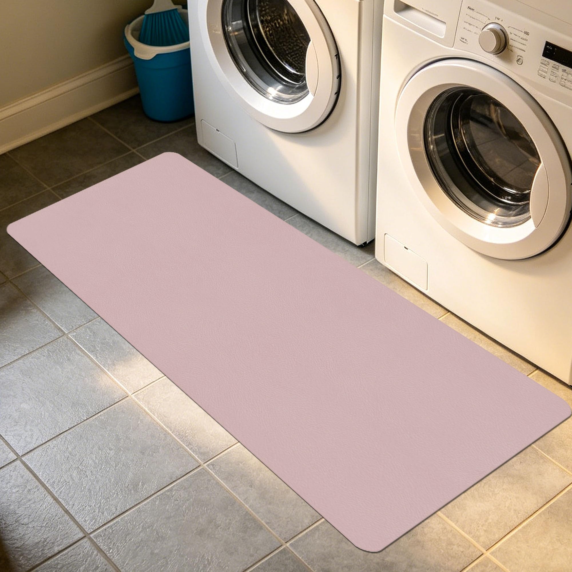 Alfombra de Baño 115 x 116 cm Super Absorbente Alfombrilla de Baño Absorbente de Piedra Higiénico y Funcional para Bañera, Ducha, Cuarto de y Cocina, Rosa